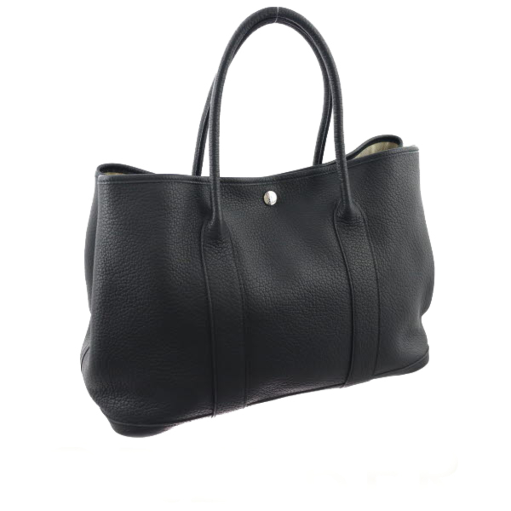 Hermes Garden Party PM Handbag Negonda Noir Black Engraved Bag